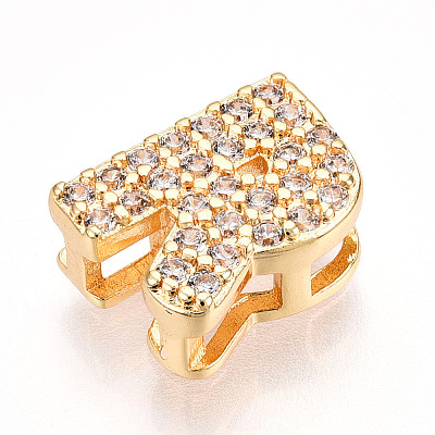 Brass Micro Pave Cubic Zirconia Charms KK-N254-217G-R-1
