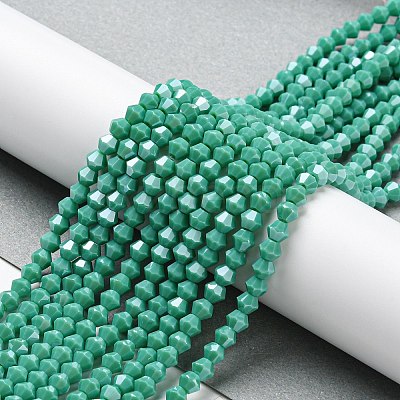 Opaque Solid Color Electroplate Glass Beads Strands GLAA-F029-P4mm-C07-1