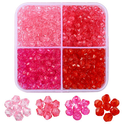 1200Pcs 4 Colors Transparent Acrylic Beads TACR-YW0002-45-1