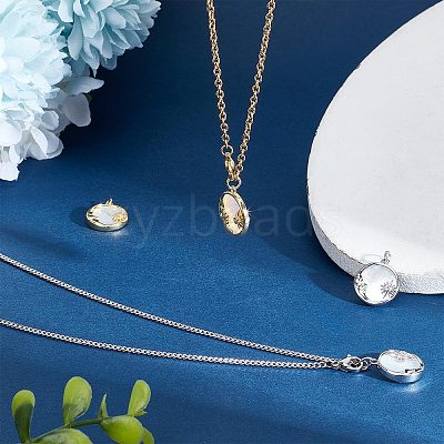 4Pcs 2 Colors Brass Micro Pave Clear Cubic Zirconia Pendants ZIRC-BBC0001-40-1