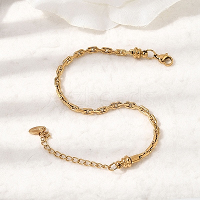 304 Stainless Steel Cable Chains Bracelets for Women BJEW-A158-02B-G-1