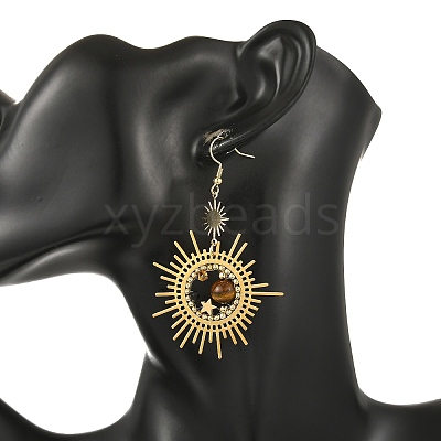 Brass Glass Dangle Earrings EJEW-MZ00802-01-1