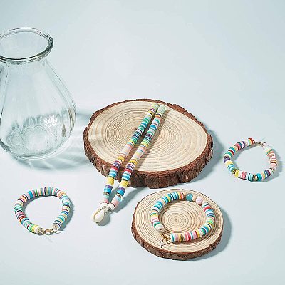 Flat Round Handmade Polymer Clay Beads CLAY-R067-6.0mm-11-1