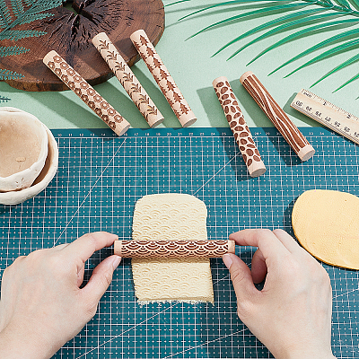 6Pcs 6 Styles Wooden Rolling Pin BAKE-HY0001-01A-1