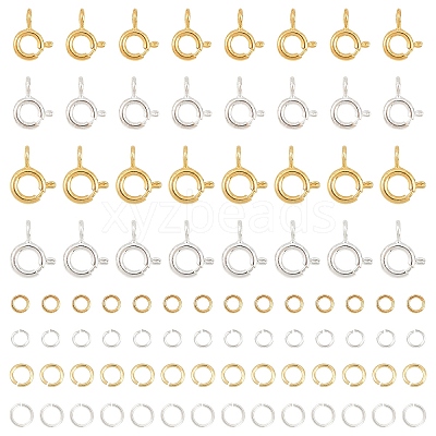 20Pcs 2 Styles Brass Spring Ring Clasps KK-YW0004-54-1