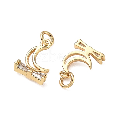 Brass Micro Pave Clear Cubic Zirconia Charms CU-CBAF0F8-16G-G-1
