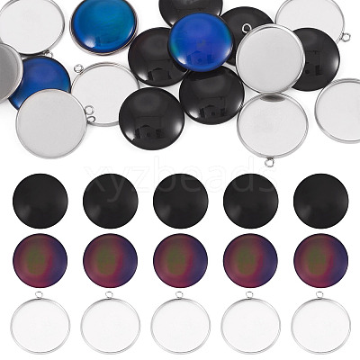 10Pcs 304 Stainless Steel Pendant Cabochon Settings DIY-TA0015-76B-1