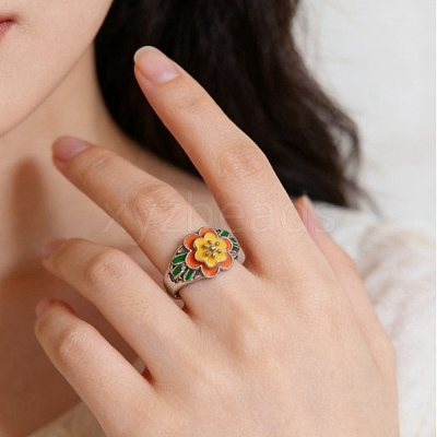 Adjustable Alloy Enamel Finger Rings for Women WGFF340-01-1