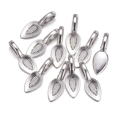 Tibetan Style Alloy Glue-on Flat Pad Bails AB3348Y-1