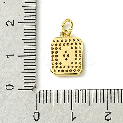 Rack Plating Brass Micro Pave Clear Cubic Zirconia Charms KK-G501-01O-G-1