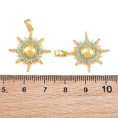 Brass Micro Pave Sky Blue Cubic Zirconia Pendants CU-CBAA571-09G-1