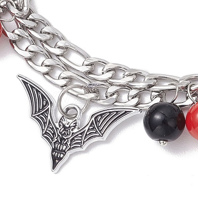 Halloween Theme 304 Stainless Steel Figaro Chains Multi-strand Bracelets BJEW-JB12094-03-1