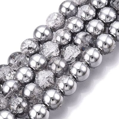 Electroplated Crackle Glass Beads Strands EGLA-N014-8mm-03-1