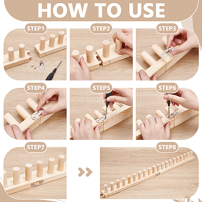 Adjustable Wooden Knitting Loom Frame TOOL-WH0166-044-1
