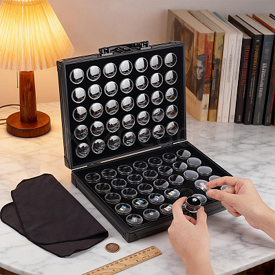 Rectangle Black Aluminum Alloy Organizer Handled Boxes CON-WH0089-254B-1