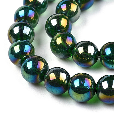 Electroplate Transparent Glass Beads Strands GLAA-T032-T10mm-AB22-1