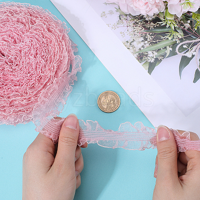 20 Yards Ruffled Nylon Elastic Lace Trim EW-WH0018-03A-1