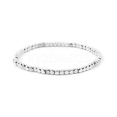 Gold-tone Miyuki Elastic Crystal Beaded Bracelet with Acrylic Tube Beads ST8926161-1