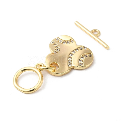 Brass Micro Pave Clear Cubic Zirconia Toggle Clasps KK-P234-90G-1