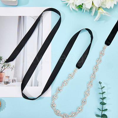 Metal Full Crystal Rhinestone Horse Eye Bridal Waist Belts for Wedding Dress AJEW-WH20080-65F-S-1