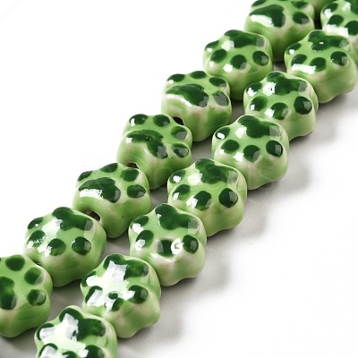 Handmade Printed Porcelain Beads PORC-F005-02E-1