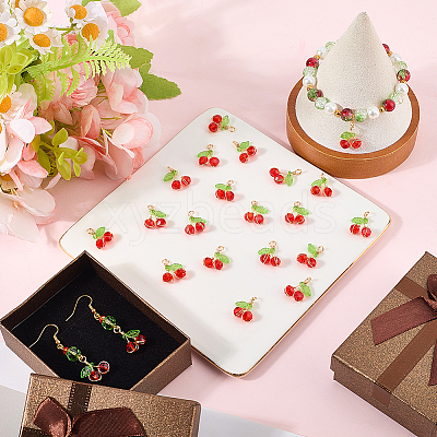 40Pcs Cherry Glass Pendants FIND-SC0016-51-1