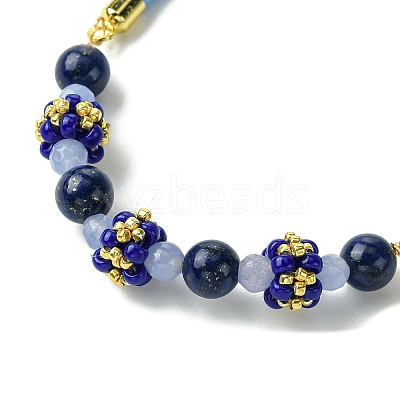 3Pcs 3 Styles 6mm Round Dyed Natural Lapis Lazuli & Yellow Jade & Black Onyx Bead Slider Bracelet Sets BJEW-MZ00062-1