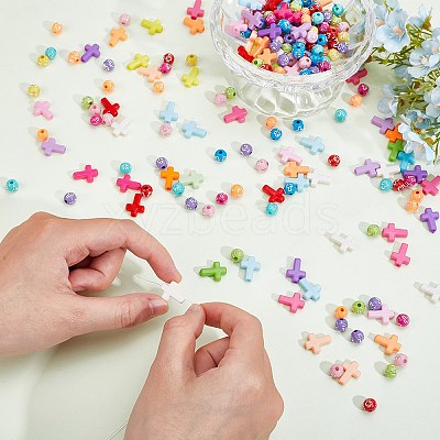 600Pcs 3 Styles Opaque Acrylic Beads SACR-PA0001-12-1