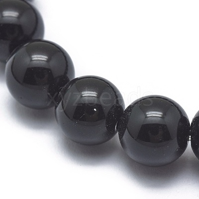 Synthetic Black Stone Bead Stretch Bracelets BJEW-K212-A-032-1