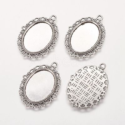 Zinc Alloy Pendant Settings for Cabochon & Rhinestone PALLOY-A15257-AS-FF-1