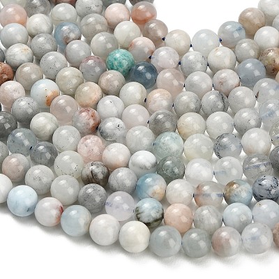 Natural Aquamarine Beads Strands LS-G-F591-29A-8mm-03-1