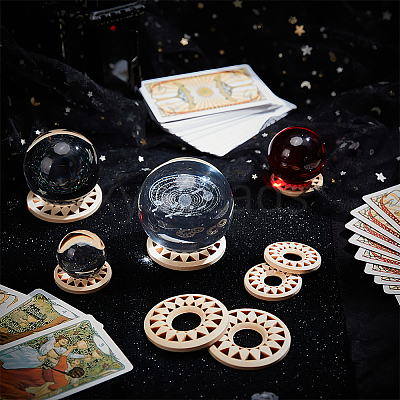 AHADEMAKER 8Pcs 2 Style Wood Crystal Ball Display Bases AJEW-GA0004-65-1