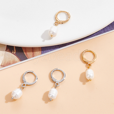 2 Pairs 2 Colors Plastic Imitaion Pearl Beaded Dangle Leverback Earrings EJEW-FI0001-03-1