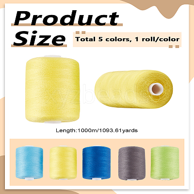 5 Rolls 5 Colors Polyester Threads AJEW-LP0010-16B-1