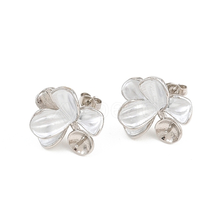 Brass Enamel Stud Earring Findings KK-CBA58F9-01P-04-1