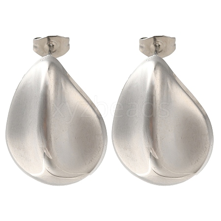 304 Stainless Steel Teardrop Stud Earrings EJEW-I312-02P-1