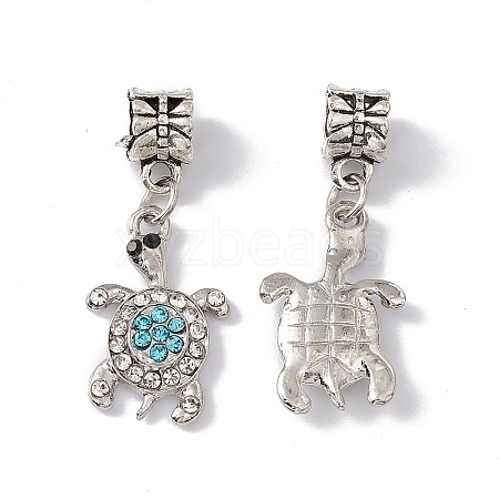 Tortoise Alloy Rhinestone European Dangle Charms ALRI-E002-01AS-06-1