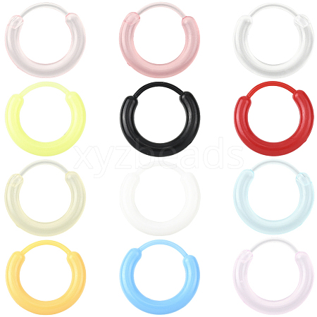 72Pcs 12 Colors Resin Hoop Earrings EJEW-SC0001-88-1