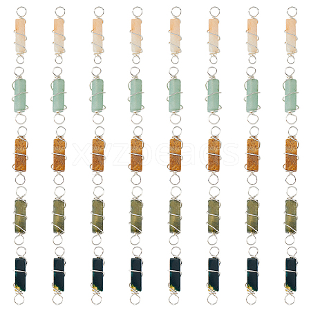 40Pcs 5 Styles Natural Mixed Gemstone Copper Wired Wrapped Connector Charms PALLOY-FH00008-1