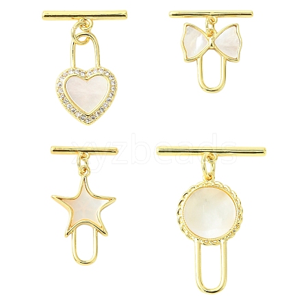 4Pcs 4 Styles Brass Toggle Clasps KK-CJ0003-53-1