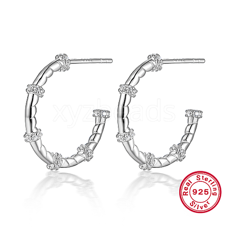 Rhodium Plated 925 Sterling Silver Ring Stud Earrings JM0239-2-1