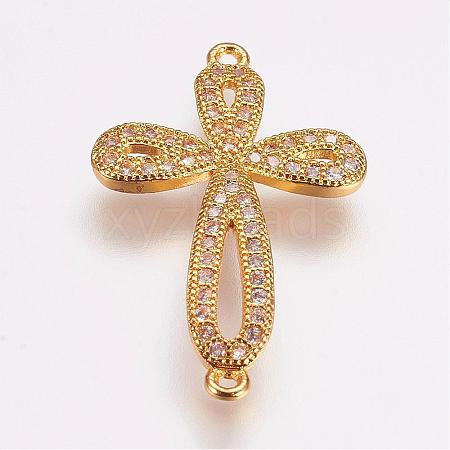 Brass Micro Pave Cubic Zirconia Links ZIRC-G087-06G-1