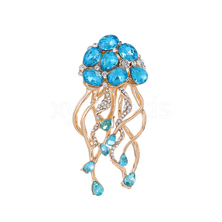 Jellyfish Alloy Indicolite Rhinestone Sea Animal Brooch PW-WGB977D-01-1