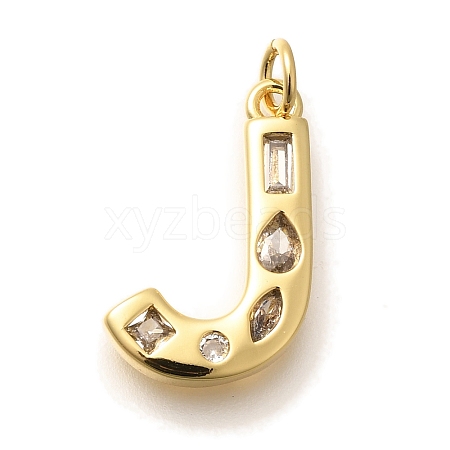 Brass Micro Pave Clear Cubic Zirconia Pendants KK-G521-01G-J-1