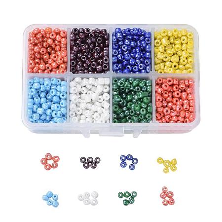 1 Box 6/0 Glass Seed Beads Opaque Colours Lustered Loose Spacer Beads SEED-X0050-4mm-06-1