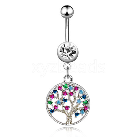 Colorful Cubic Zirconia Dangle Belly Button Rings WG9960A-02-1