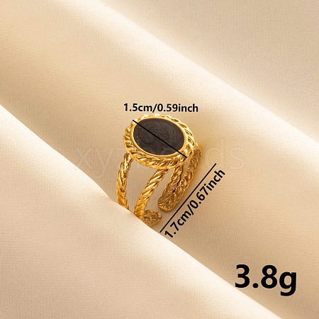 Stylish 304 Stainless Steel Enamel Cuff Ring DE2186-3-1