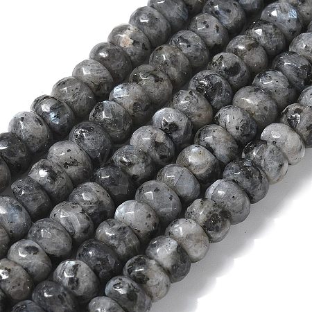 Faceted Natural Labradorite Rondelle Beads Strands G-K090-02-1