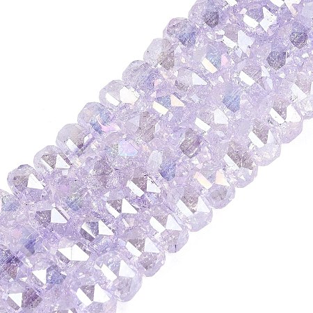 Electroplate Transparent Crackle Glass Beads Strands EGLA-Q135-01A-B06-1
