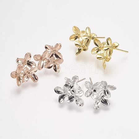 Rack Plating Brass Stud Earring Findings KK-P105-28-1